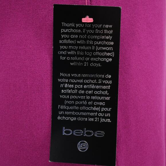 Bebe Sweater Womens XL Pink Sequins Stretch Knit Tunic V-neck Open Back New - Picture 12 of 16